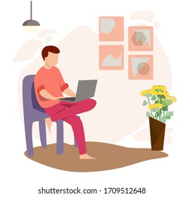 Work with Laptop Vector Illustration