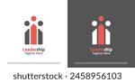 Work leader logo design illustration. Silhouettes of people workers senior junior employer manager supervisor boss founder businessman collaborate teamwork. Minimal simple flat business icon symbol.