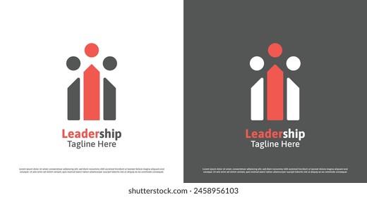 Work leader logo design illustration. Silhouettes of people workers senior junior employer manager supervisor boss founder businessman collaborate teamwork. Minimal simple flat business icon symbol.