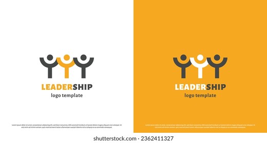 Work Leadership logo design illustration. Flat silhouettes people leader worker staff supervisor manager business cooperation together. Simple modern concept subtle quiet geometric pattern minimalist.