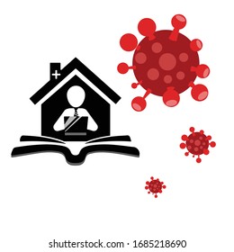 Work Learn from home CoronaVirus be Safe healthy corona virus vector illustration editable artwork source file