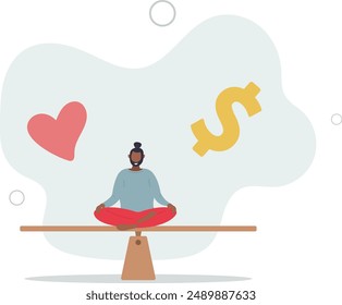 Work life balance, balancing between career to make money and personal life to enjoy with yourself or family concept.flat design.illustration with people.