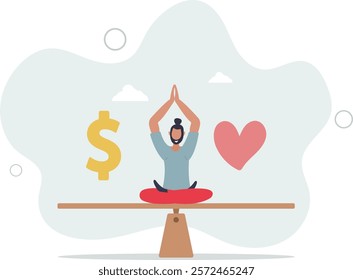 Work life balance, balancing between career to make money and personal life to enjoy with yourself or family concept.flat characters.