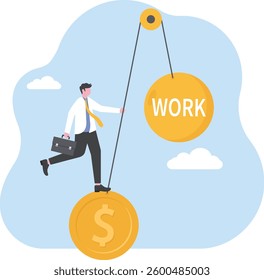 Work life balance, balancing between career to make money and personal life to enjoy with yourself or family concept, 