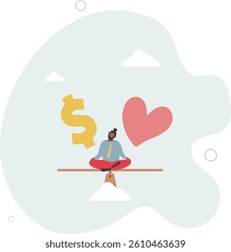 Work life balance, balancing between career to make money and personal life to enjoy with yourself or family concept.flat character life .
