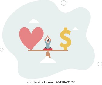 Work life balance, balancing between career to make money and personal life to enjoy with yourself or family concept. character life .