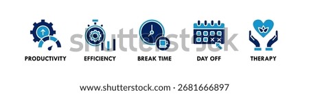 Work Life Balance banner web icon vector illustration concept with icon of productivity, efficiency, break time, day off, and therapy