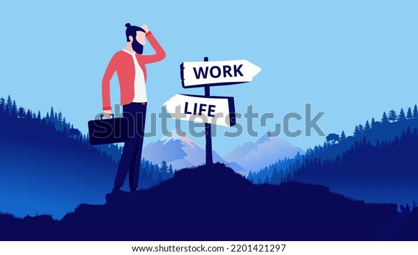 Work Life Balance Choices Man Trying Stock Vector (Royalty Free ...