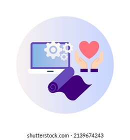 Work Life Balance Circle Icon. Vector Illustration of Laptop and Sport and Support.