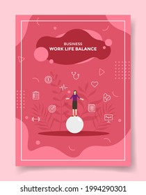 concepto de equilibrio de vida laboral para plantilla de banners, volantes, libros y portada de revista