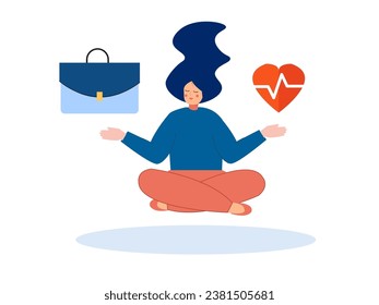 Work Life Balance Concept. Women Choosing between Career or Family on the Sale. Choose between Business and Relationship, Money or Love. Equality Concept. Vector illustration.