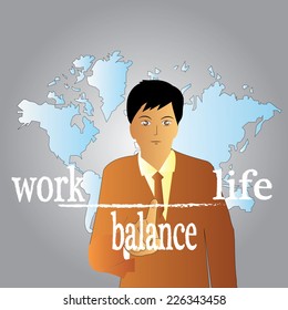 work life balance concept,A man point to  work life balance vector