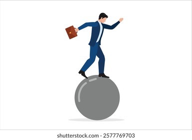 Work life balance, equality or weight between working for money and life happiness, health, success and healthy lifestyle concept,smart businessman strikes a balance.
