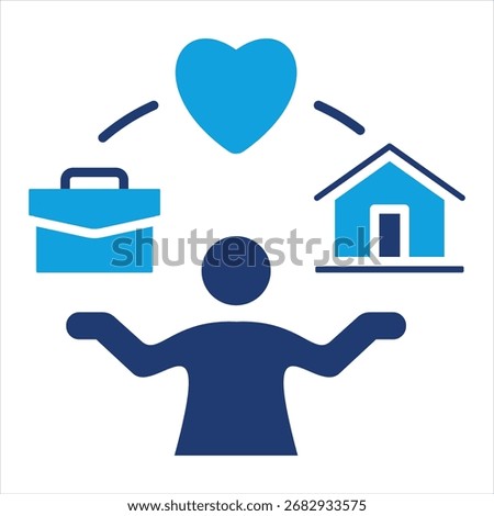 Work Life Balance Flat Blue Icon Vector Illustration