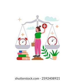 Work Life Balance, Flat Vector Illustration