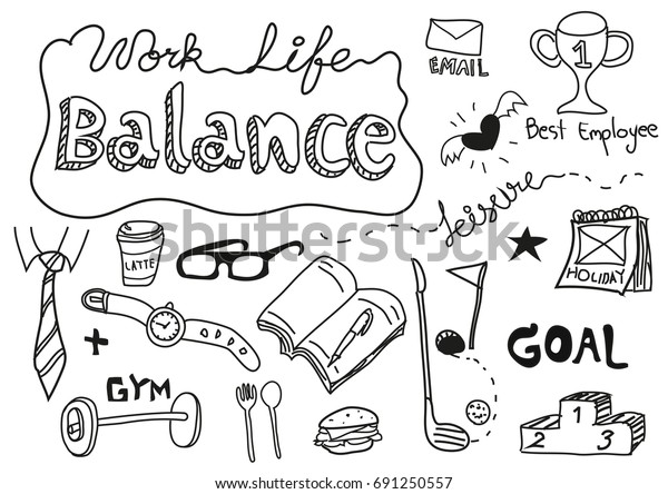 Work Life Balance Handdrawn Doodle Office Stock Vector (Royalty Free ...