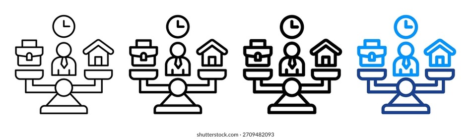 Conjunto de Colección de contorno diferente de icono de equilibrio de vida laboral