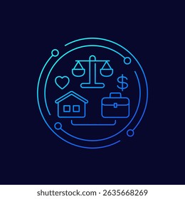 Icono de equilibrio de vida laboral, diseño lineal