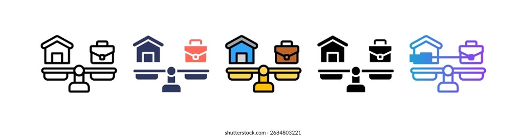 Icono de equilibrio de vida laboral Ilustración vectorial múltiple