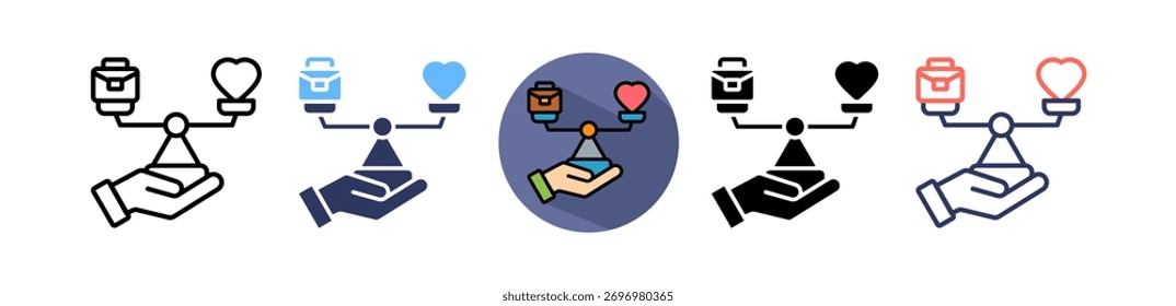 Icono de equilibrio de vida laboral Ilustración vectorial múltiple