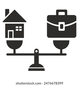 work life balance icon, scales of justice, flat vector illustration on a white background