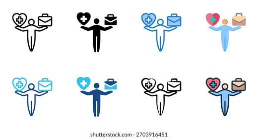 Conjunto de iconos de equilibrio de vida laboral colección de estilo múltiple 

