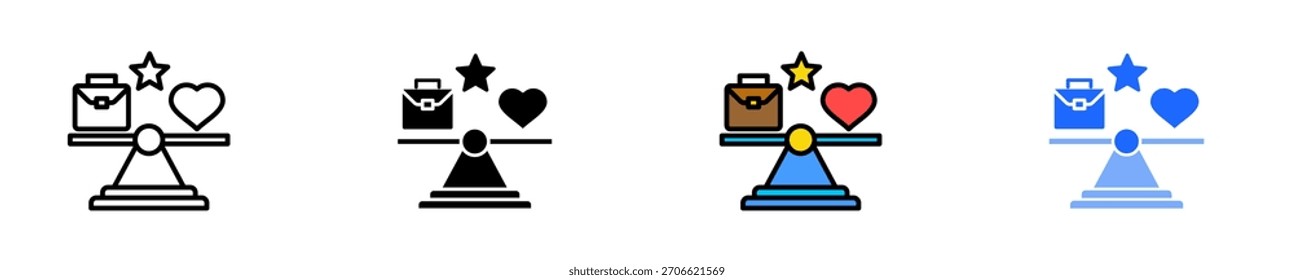 Conjunto de iconos de equilibrio de vida laboral Colección de estilo múltiple