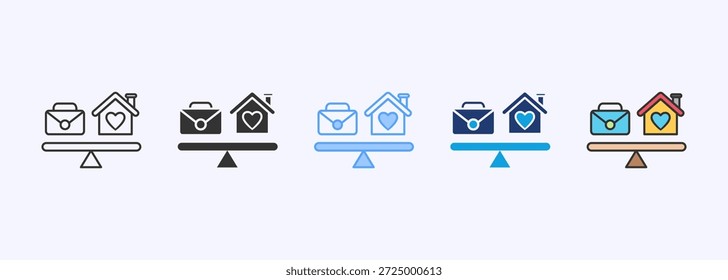 Conjunto de iconos de equilibrio de vida laboral Multistyle Varios elementos de Colección para diseño