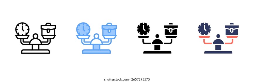 Icono de hoja de balance de vida laboral colección de estilos múltiples