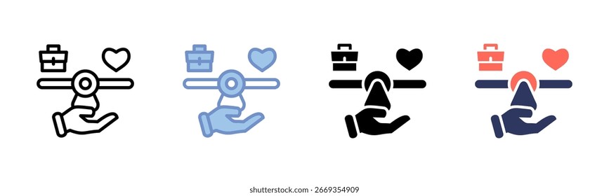 Icono de hoja de balance de vida laboral colección de estilos múltiples