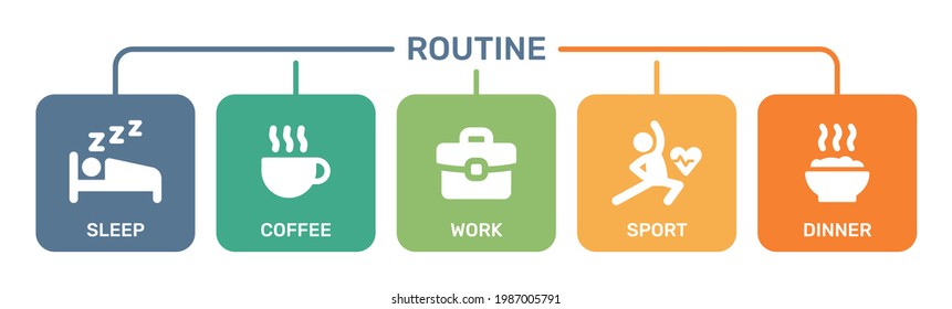 Work life balance icons vector. Everyday routine concept. Vector illustration
