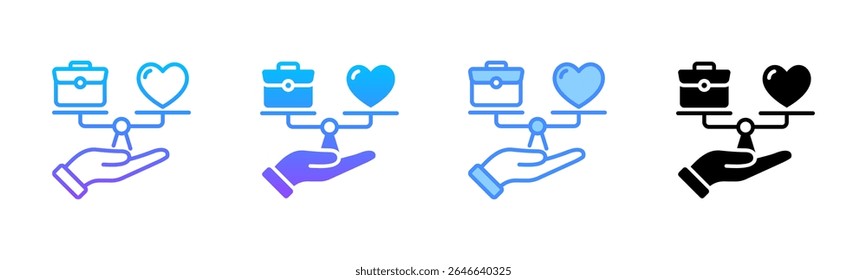 Conjunto de Ícones de Estilo Múltiplo do Equilíbrio de Vida Útil do Trabalho
