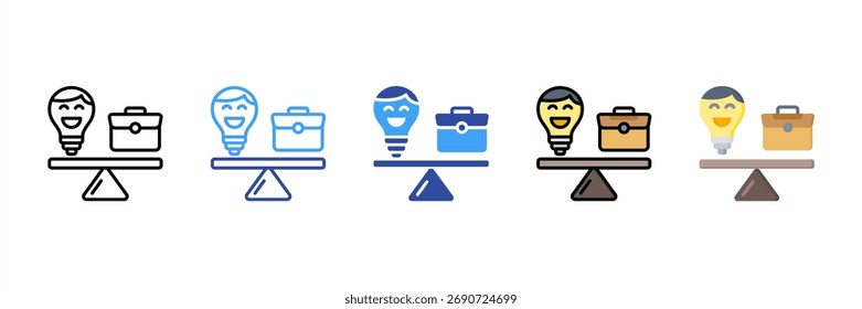 Conjunto de iconos de estilo múltiple de equilibrio de vida laboral