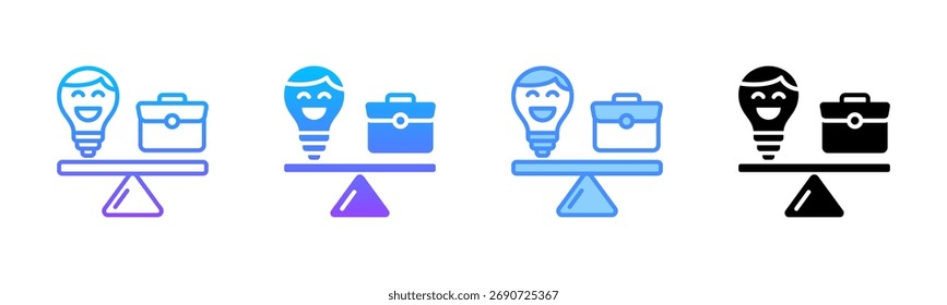 Conjunto de iconos de estilo múltiple de equilibrio de vida laboral