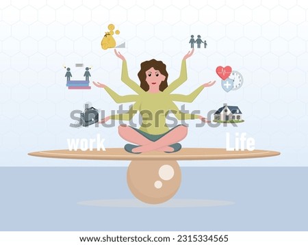 Work Life Balance Routine of Female Employee Illustration