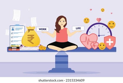 Rutina de balance de vida laboral de Office Worker Illustración