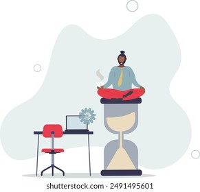 Work life balance with time for career and relaxation.Limited time for job or wellness for healthy recover from stress.flat design.illustration with people.