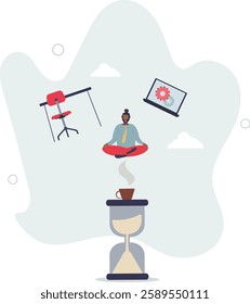 Work life balance with time for career and relaxation.Limited time for job or wellness for healthy recover from stress.flat character life .