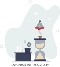 Work life balance with time for career and relaxation.Limited time for job or wellness for healthy recover from stress. character life .