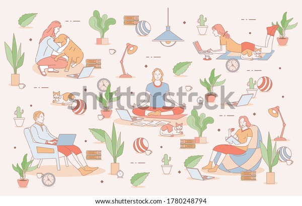 Work Life Balance Vector Cartoon Outline Stock Vector (Royalty Free ...