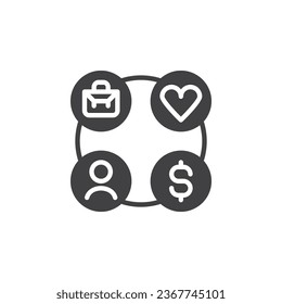 Work life balance vector icon. filled flat sign for mobile concept and web design. Balance between work and life glyph icon. Symbol, logo illustration. Vector graphics