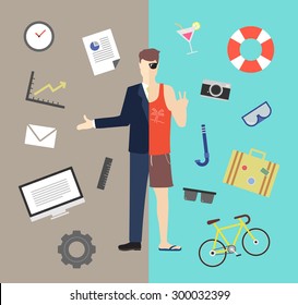 Work And Life Balance Vector Illustration