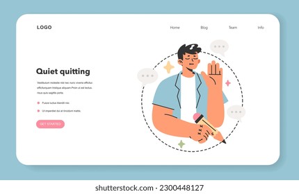 Work life balance web banner or landing page. Male character setting personal boundaries. Personal space, nonverbal communication. Modern lifestyle body and mind harmony. Flat vector illustration