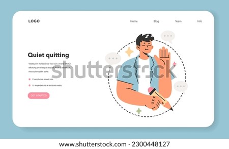 Work life balance web banner or landing page. Male character setting personal boundaries. Personal space, nonverbal communication. Modern lifestyle body and mind harmony. Flat vector illustration