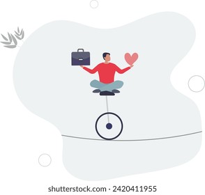 Work life balance, working lifestyle compromise with family or personal health, choice or balance between work stress and relaxation concept.flat vector illustration.