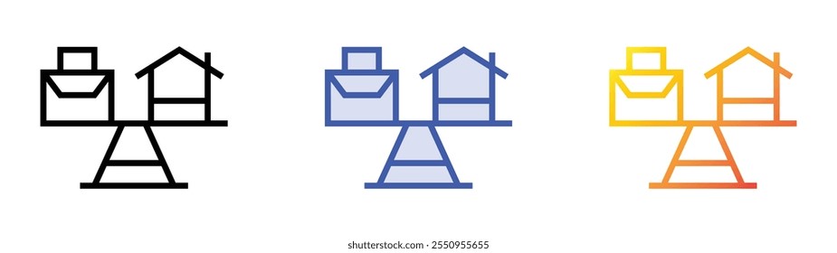 Icono de vida laboral. Lineal, relleno azul y diseño de estilo degradado aislado sobre fondo blanco
