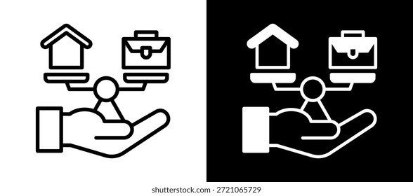 Work Life Icon blanco negro Ilustración vectorial