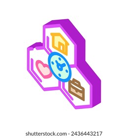 work life integration time  isometric icon vector. work life integration time  sign. isolated symbol illustration