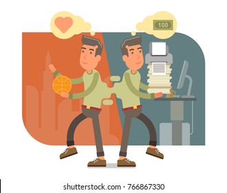 Work Life And Personal Life Balance Concept Illustration  