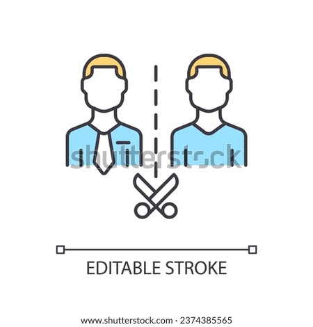Work and life separation RGB color icon. Divide personal, business tasks. Career and private life. Isolated vector illustration. Simple filled line drawing. Editable stroke. Arial font used